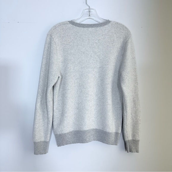 J Crew Cashmere Herringbone Jacquard Crewneck Sweater Men’s Size M Quiet Luxury - Picture 7 of 14